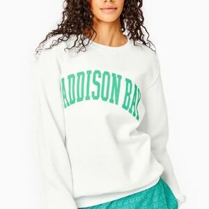 Addison Bay Crewneck sweatshirt White and Green Sz Med